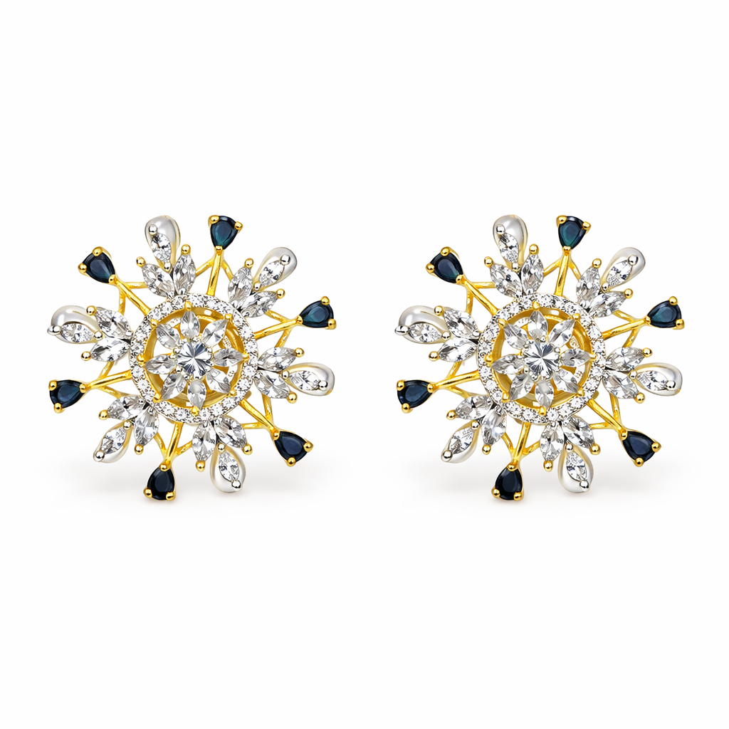 Blue Starburst Stud Earrings