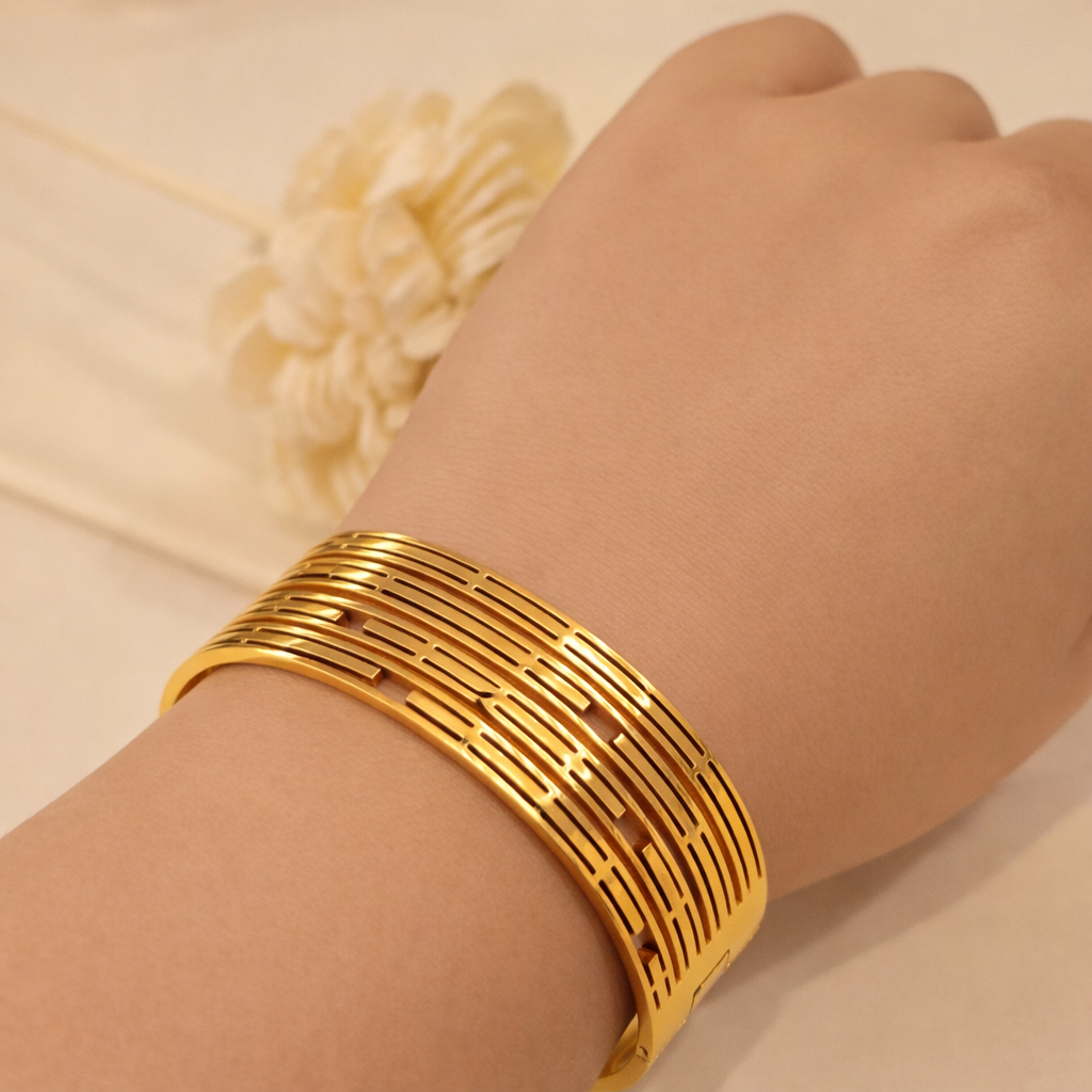 Luxe Linear Gold Cuff Bracelet