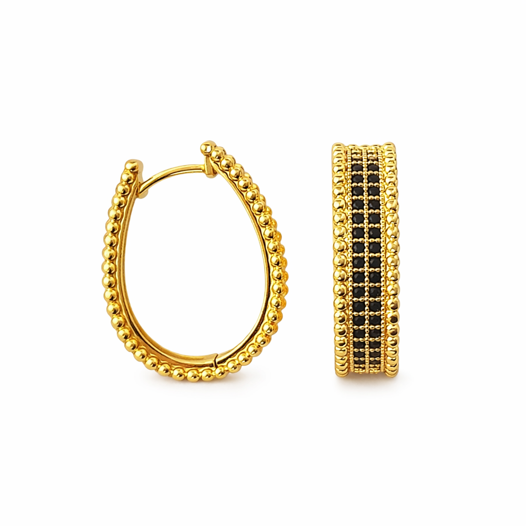 Midnight Bead Hoop Earrings