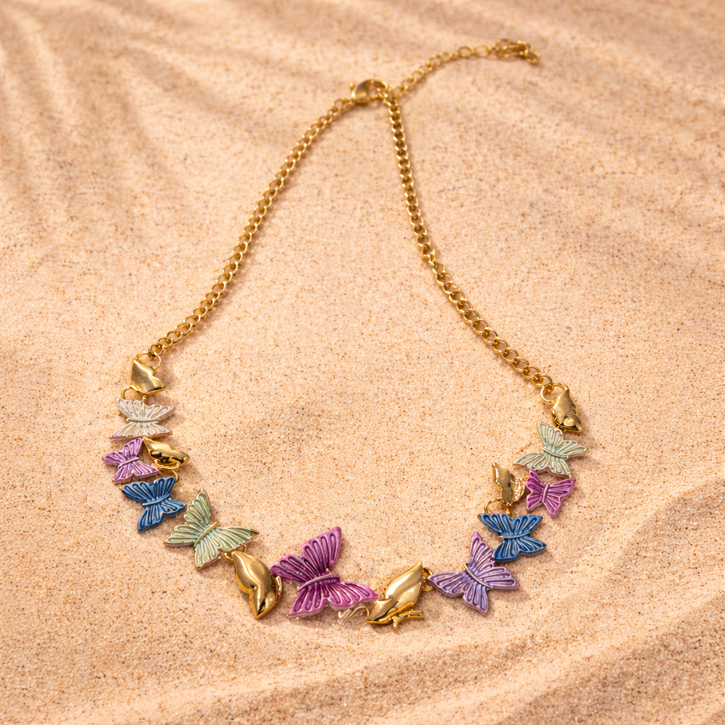 Pastel Butterfly Garden Necklace