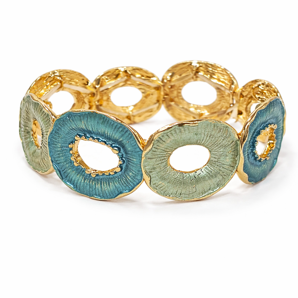 Green Halo Enamel Stretch Bracelet