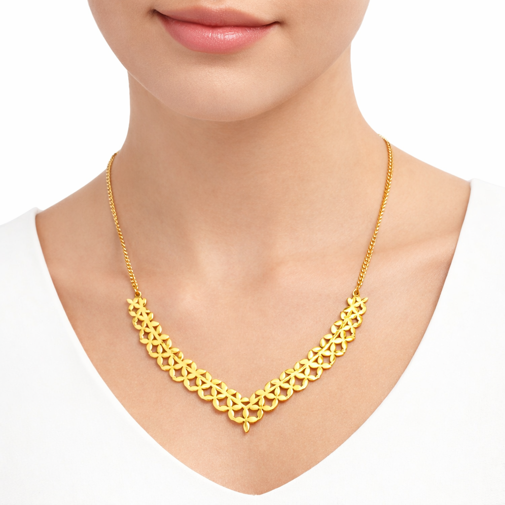 Golden Floral Lace Statement Necklace