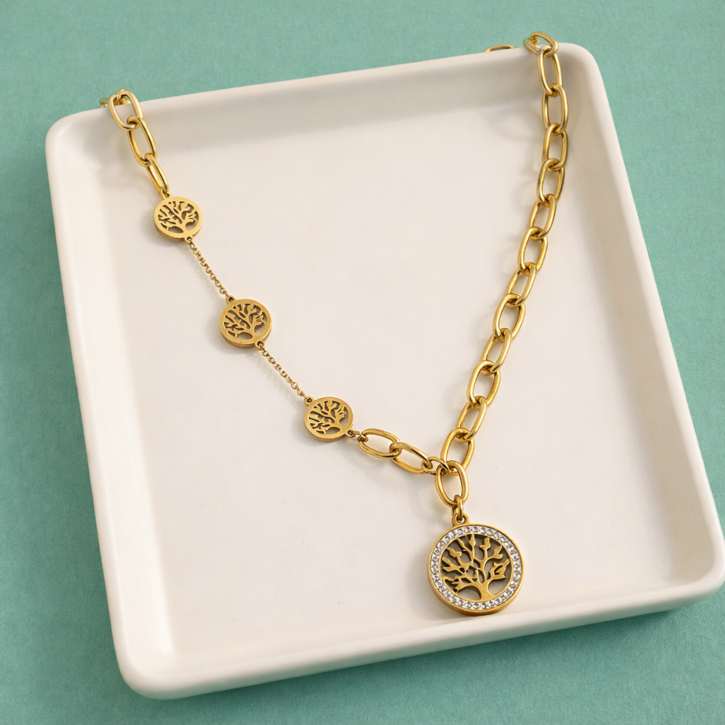 Golden Tree of Life Statement Necklace