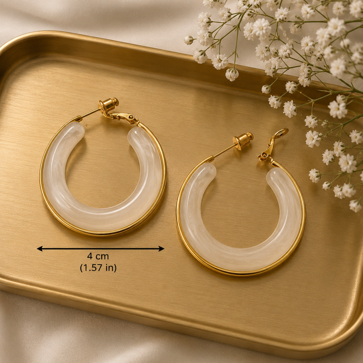Ivory Glow Hoop Earrings