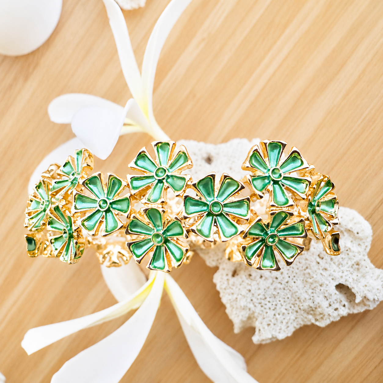 Emerald Bloom Floral Bracelet
