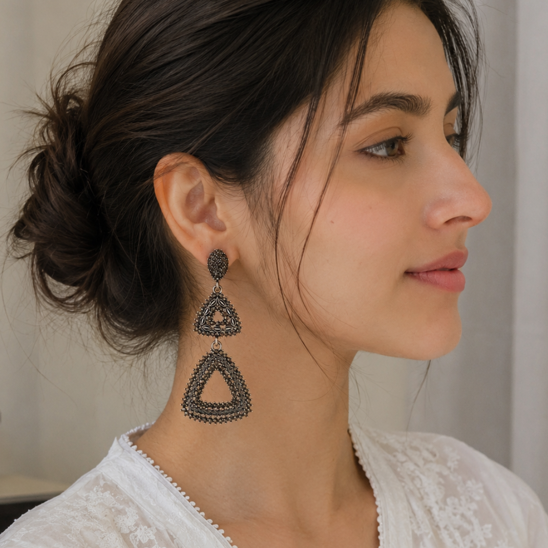 Vintage Triangle Statement Earrings
