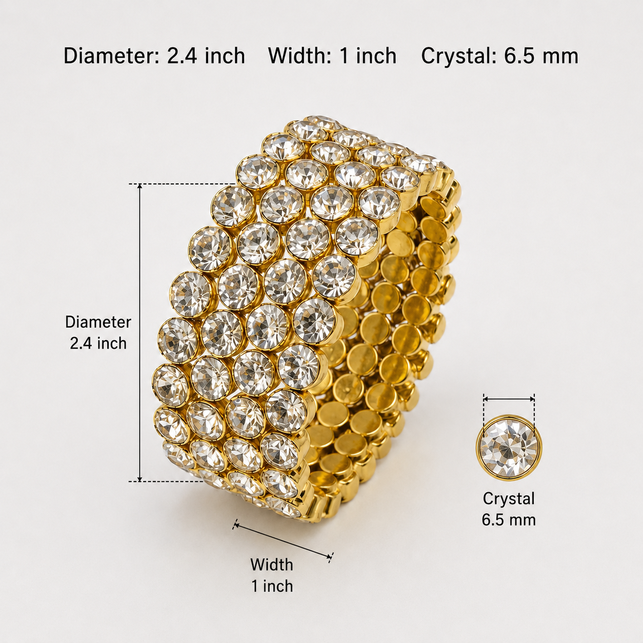 Crystal Gold Cuff Bracelet – 4 Layered