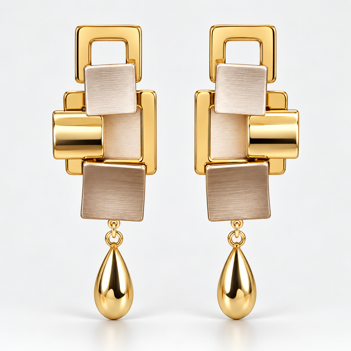 Luxe Geometric Gold Drop Earrings