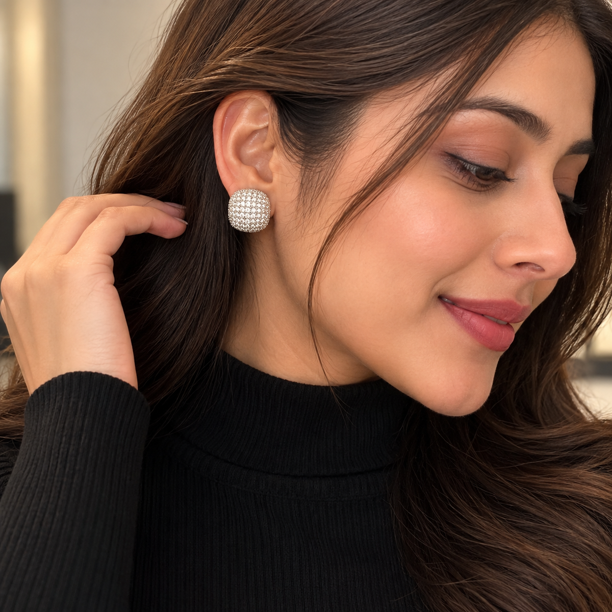 Crystal Pavé Square Stud Earrings