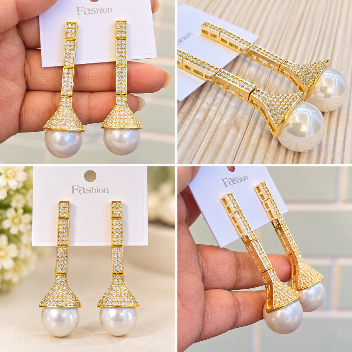 Gold Crystal Drop Earrings
