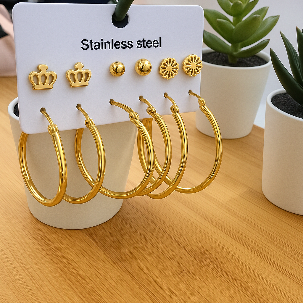 Set of 6 pair- 18K gold plated