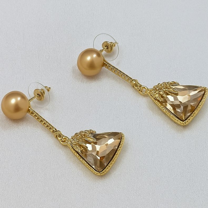 Gold Pearl Drop Earrings