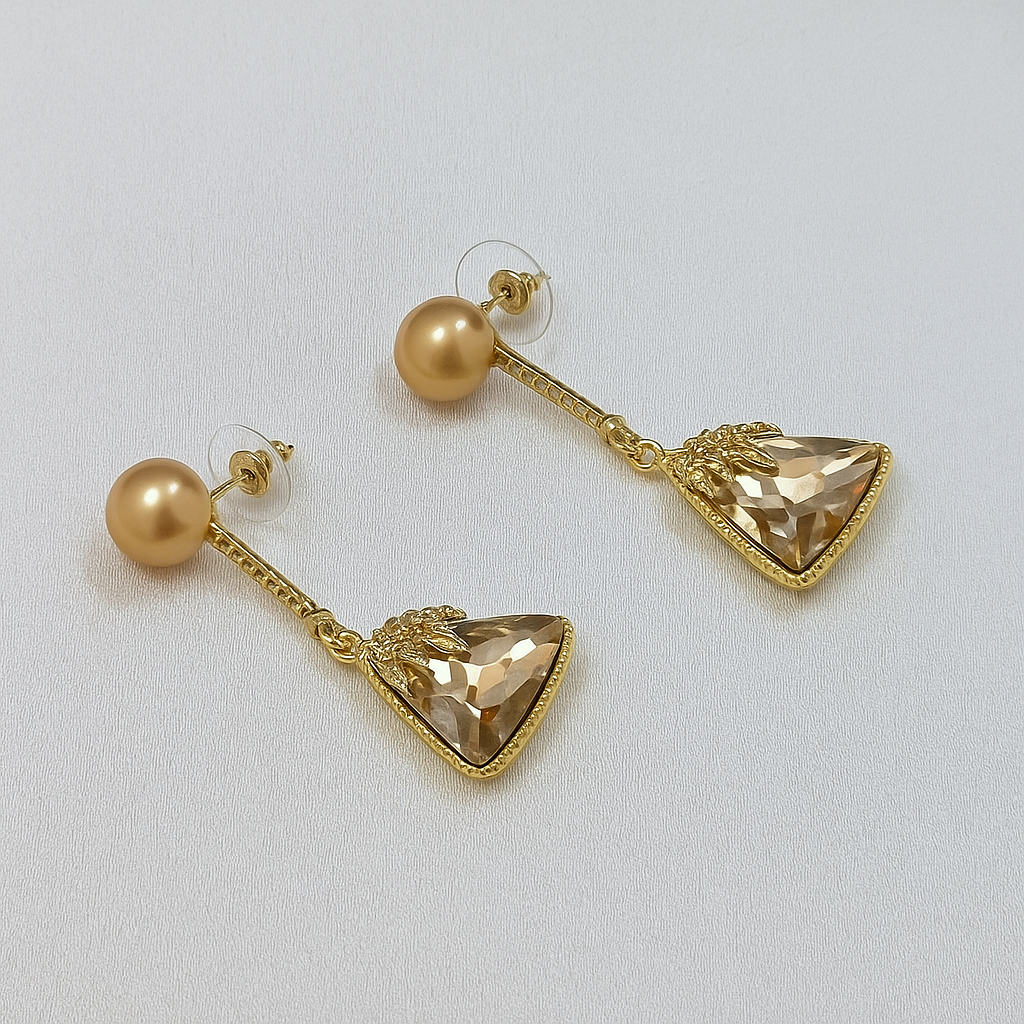 Gold Pearl Drop Earrings