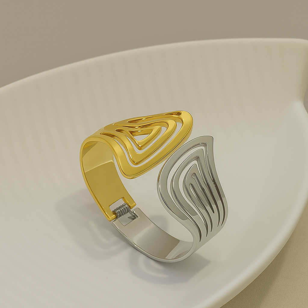 Two-Tone Gold & Silver Cutout Cuff