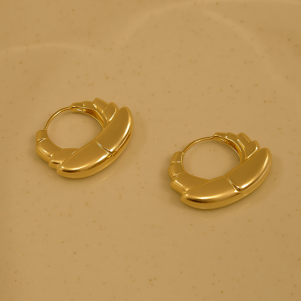 Gold Wave Hoop Earrings
