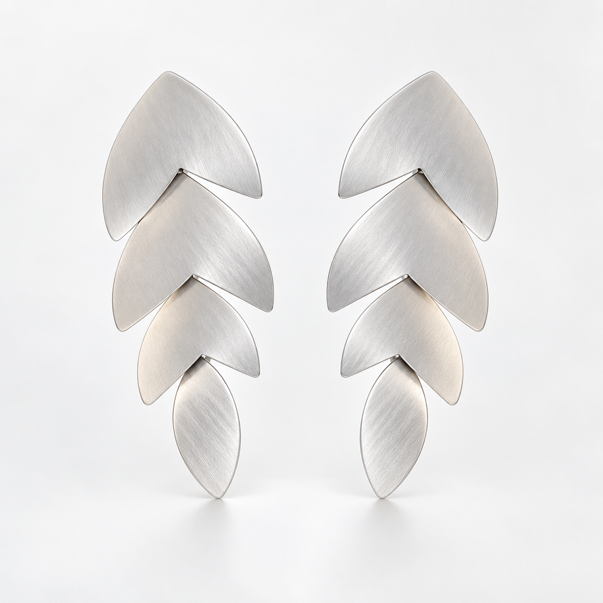 Whitish Silver Leaf Drop Earrings