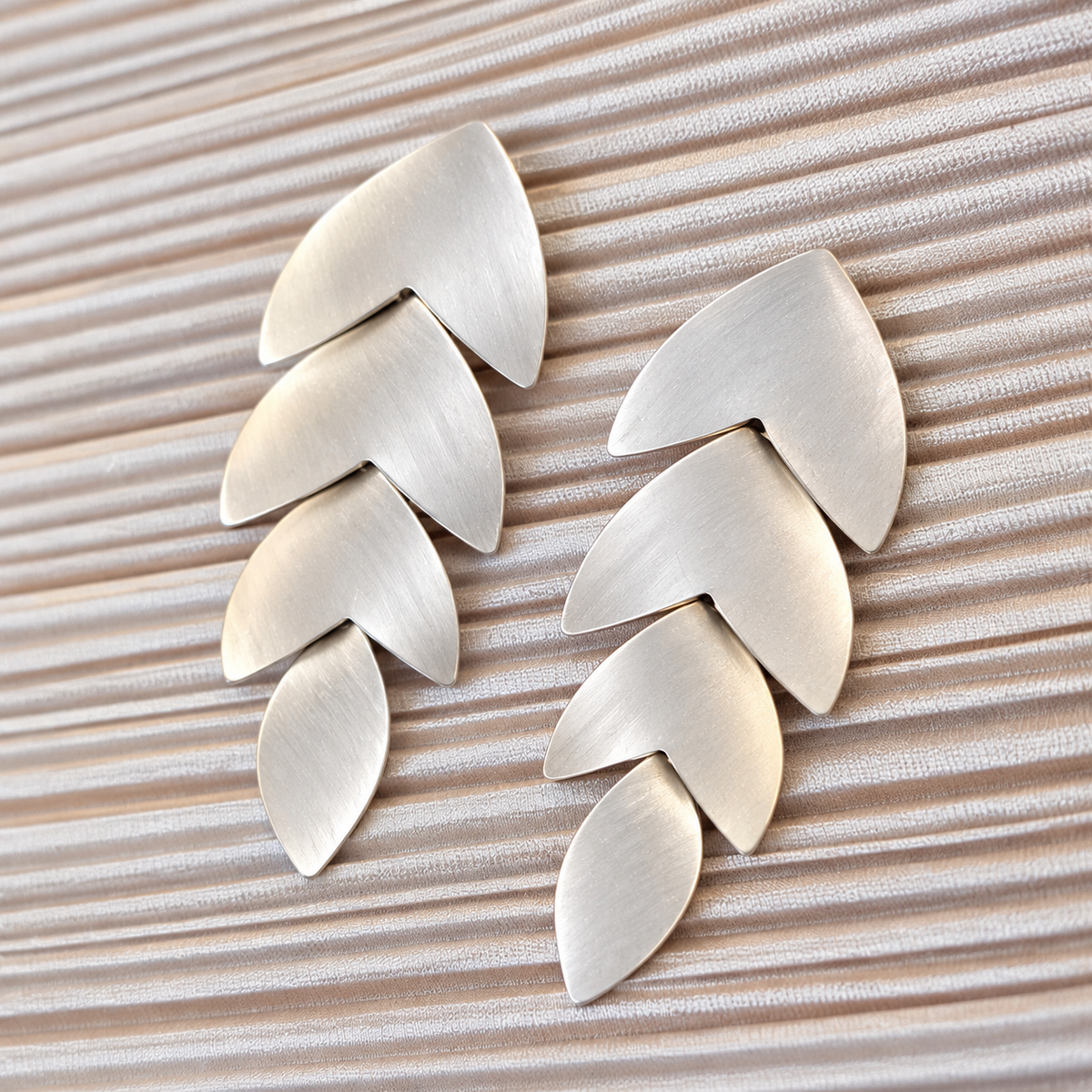 Whitish Silver Leaf Drop Earrings