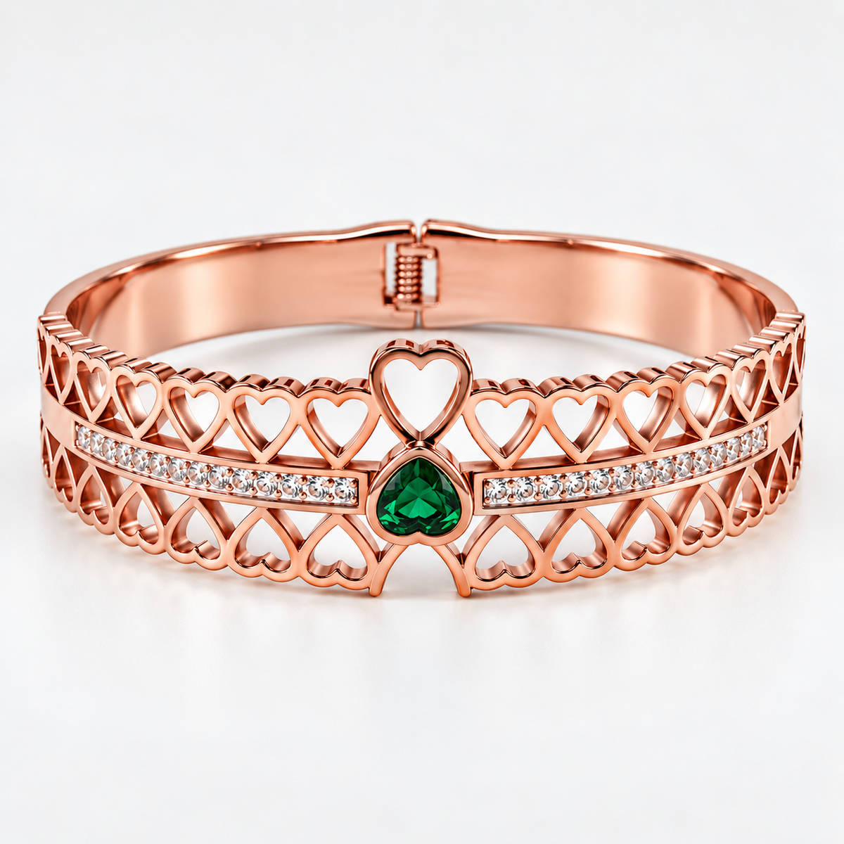 Rose Gold Emerald Heart Bracelet