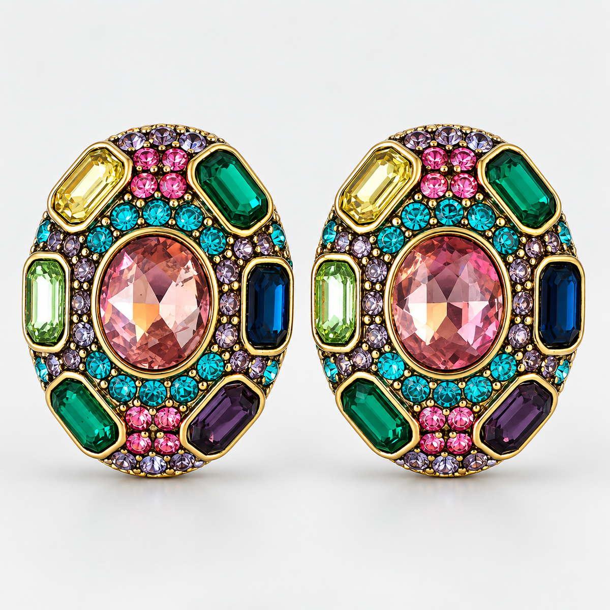 Multicolor Gems Studs Earrings