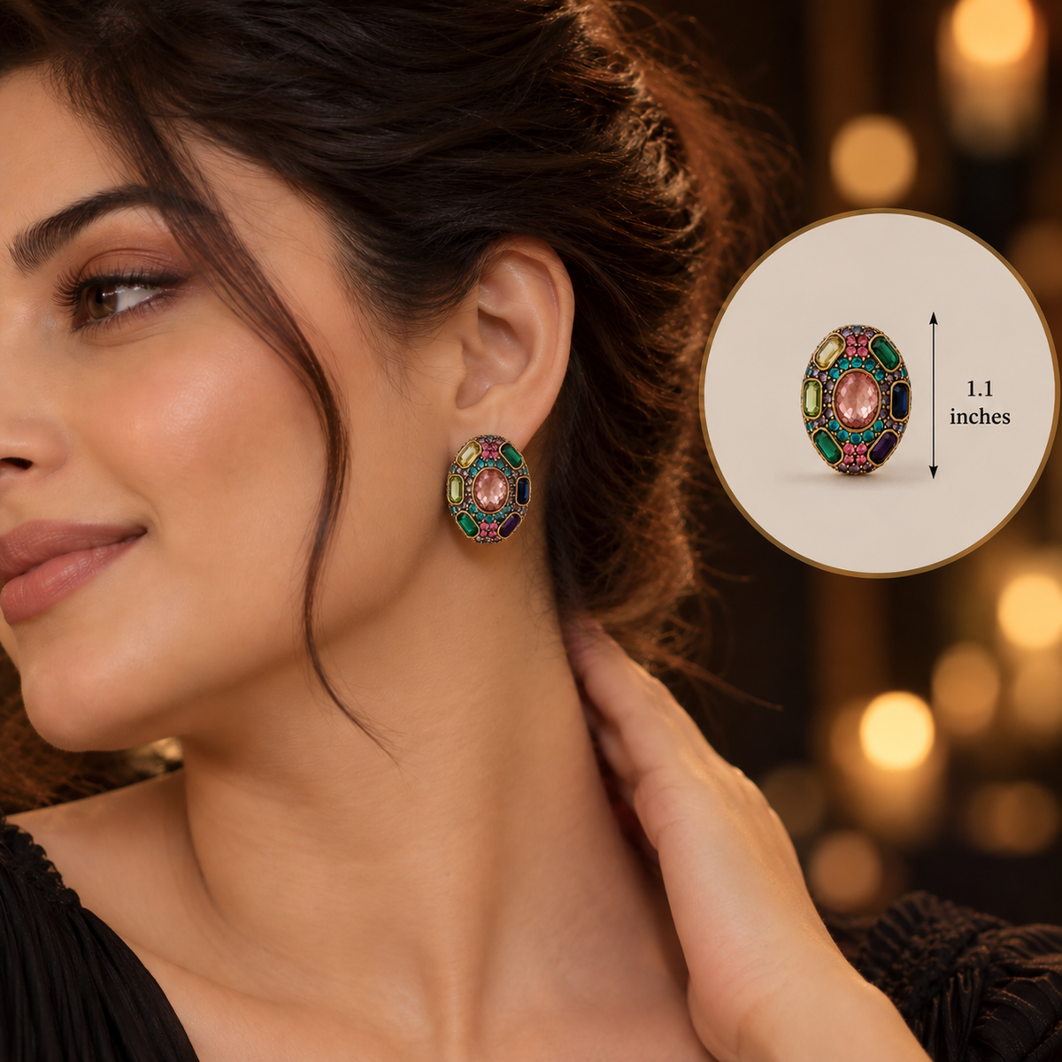 Multicolor Gems Studs Earrings