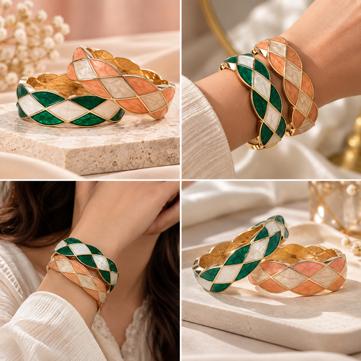 Enamel Bracelet Set Of 2