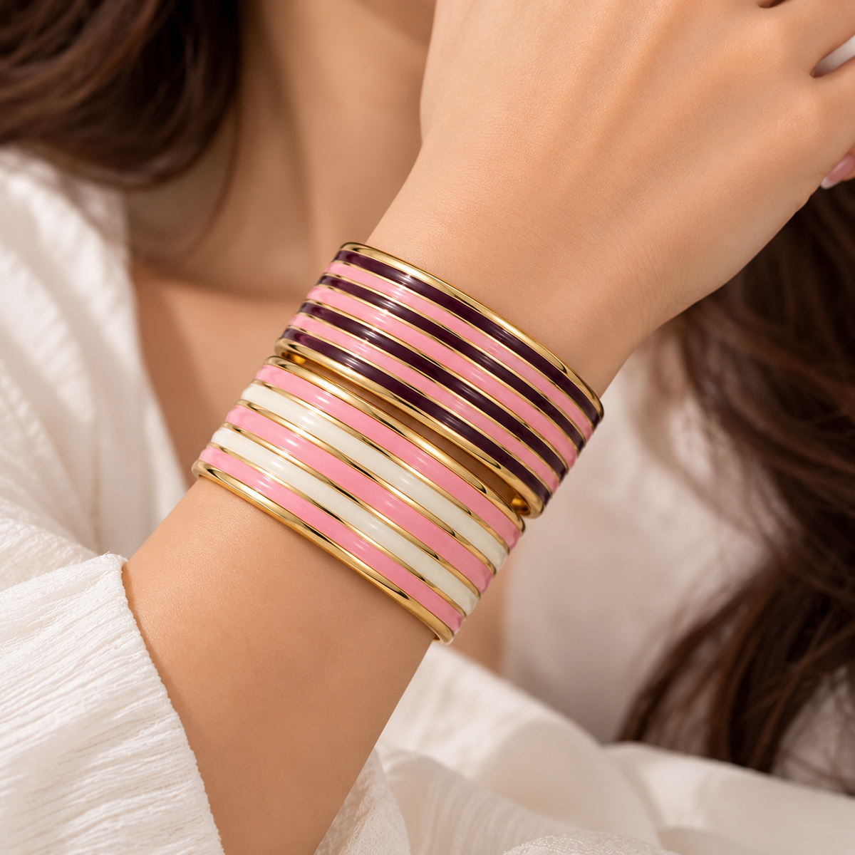 Blush & Ivory Layered Bracelet Set Of 2