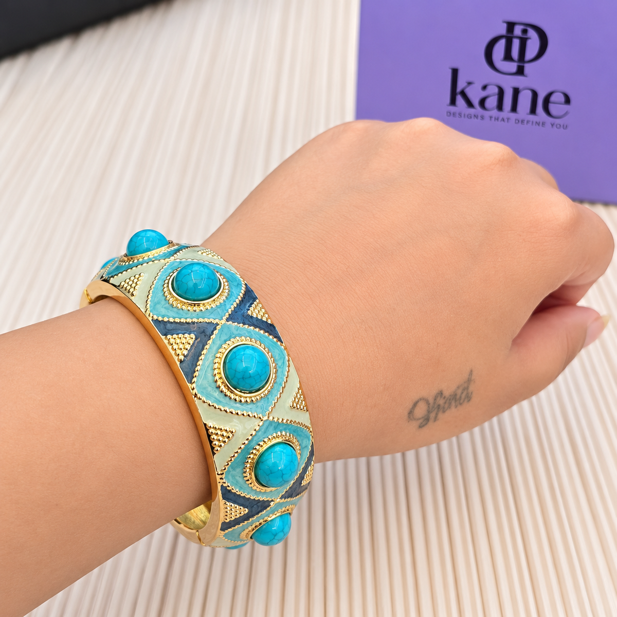 Athena Blue Pearl Statement Bangle