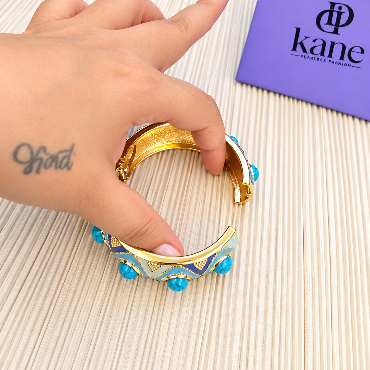 Athena Blue Pearl Statement Bangle
