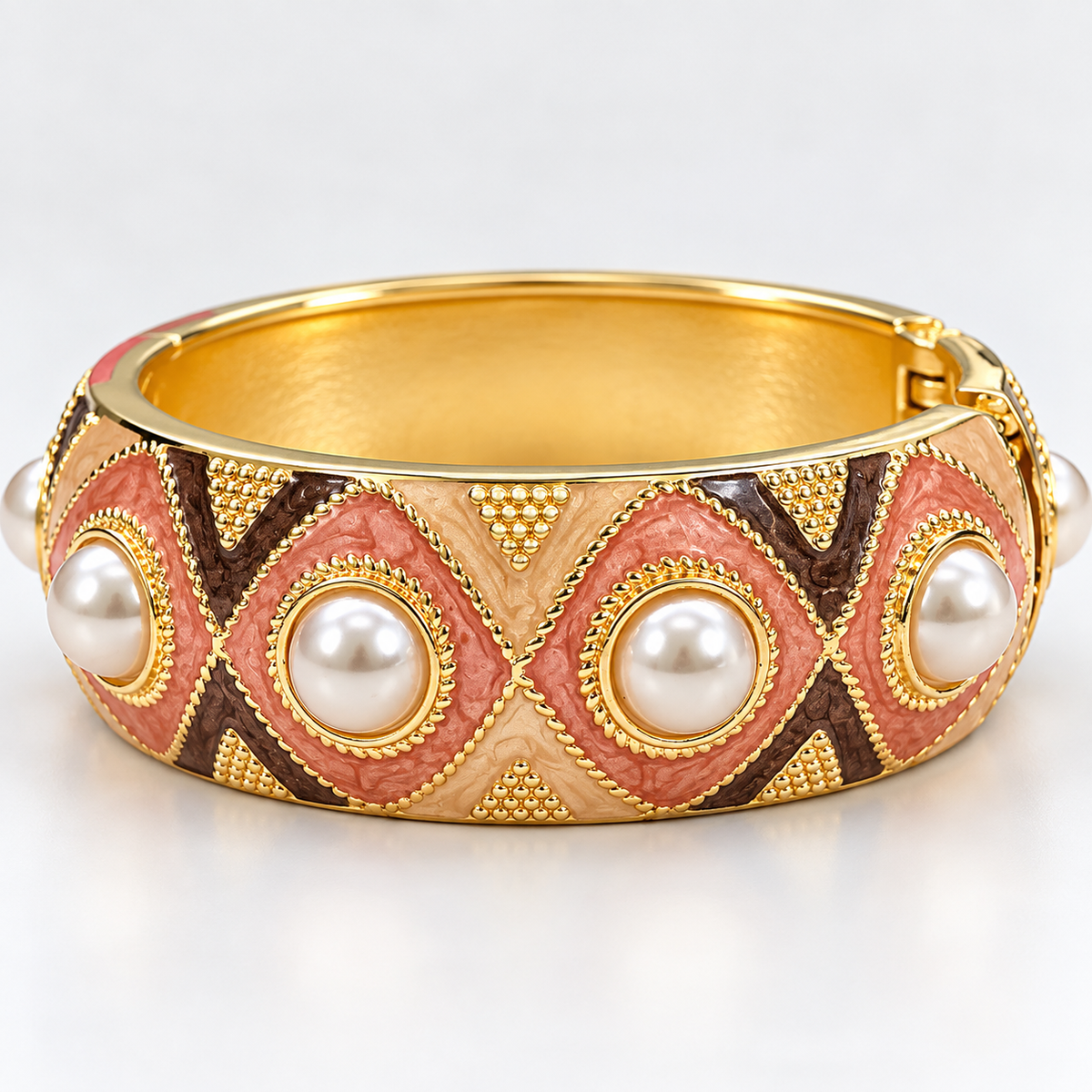 Peach Pearl Enamel Cuff