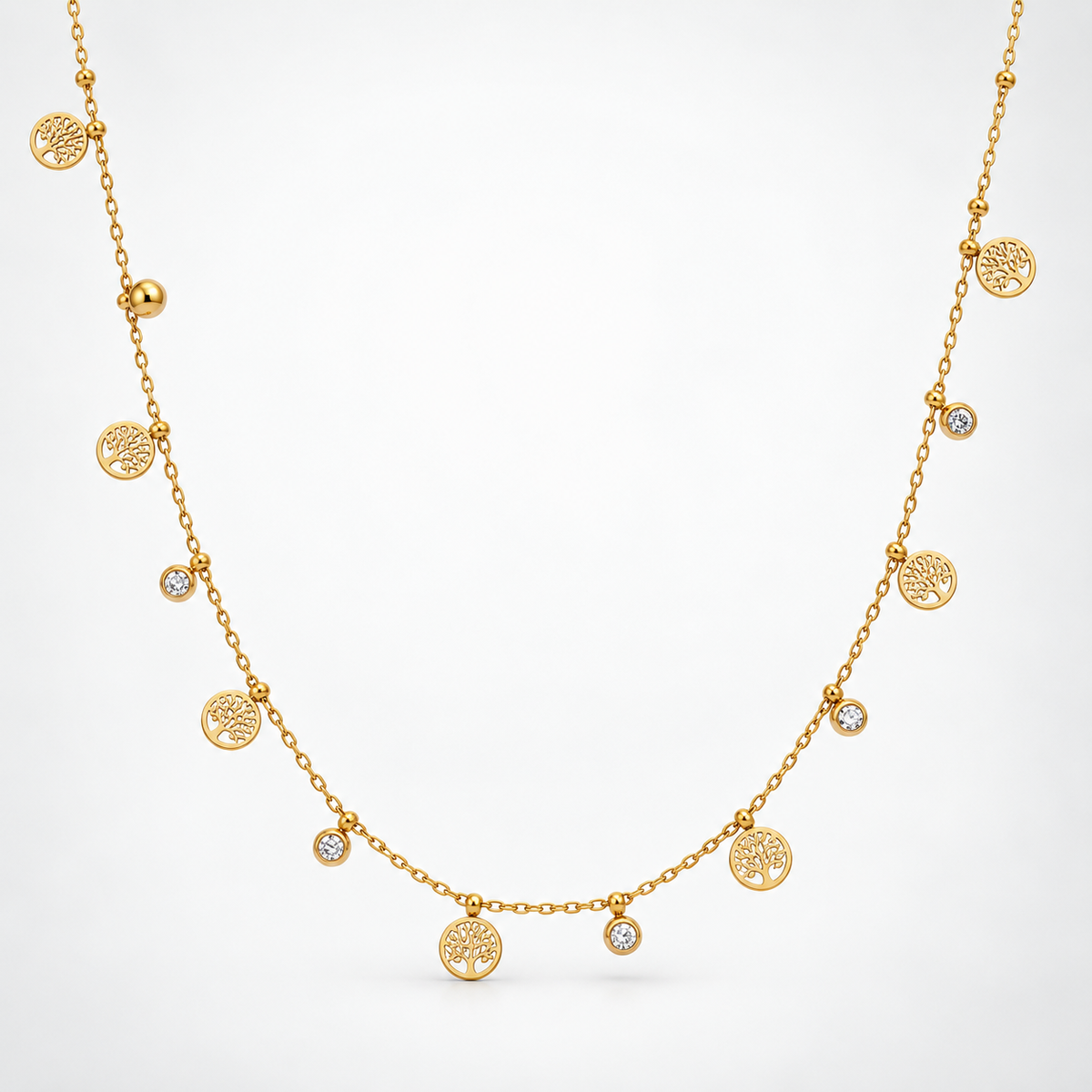 Golden Tree of Life Charm Necklace