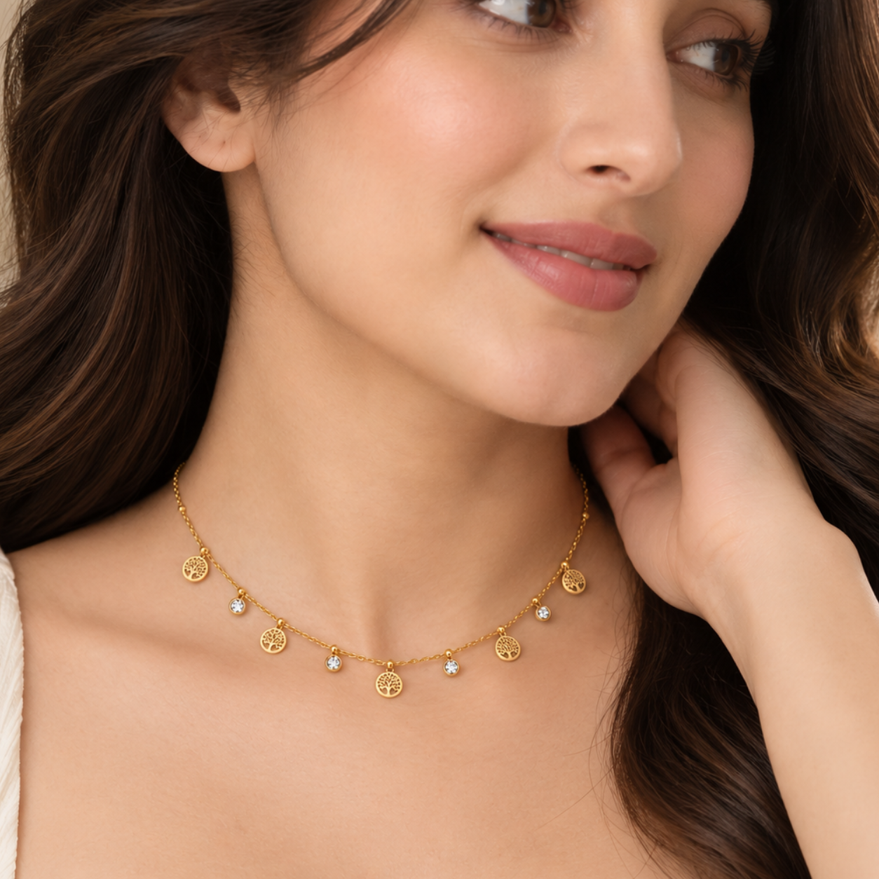 Golden Tree of Life Charm Necklace