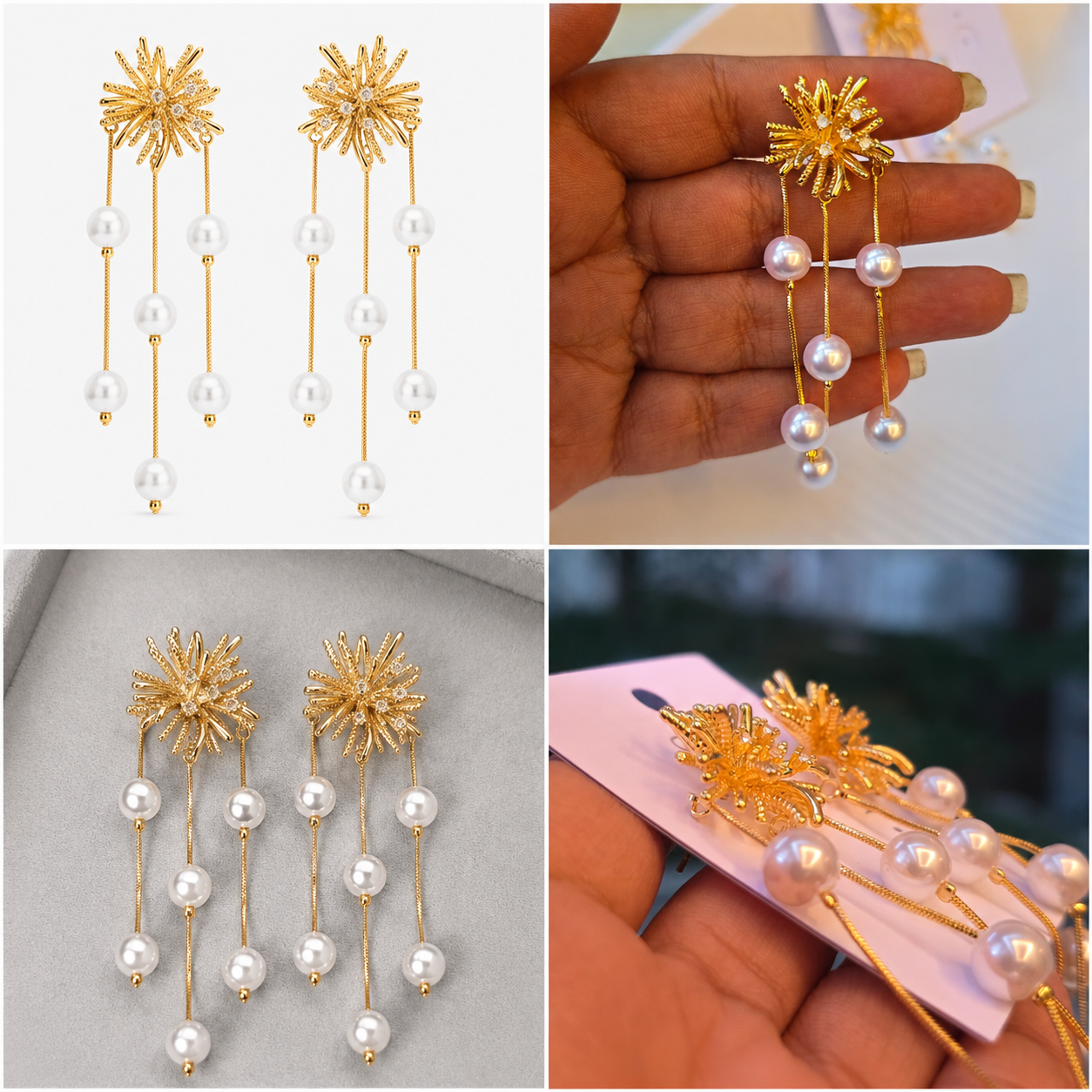 Starburst Pearl Drop Earrings
