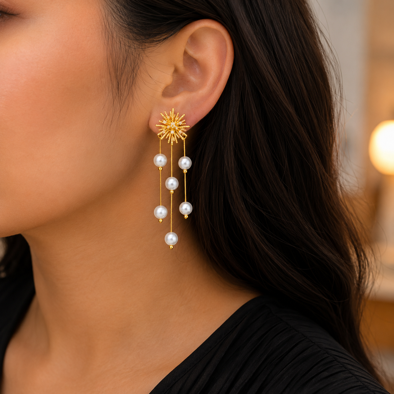 Starburst Pearl Drop Earrings