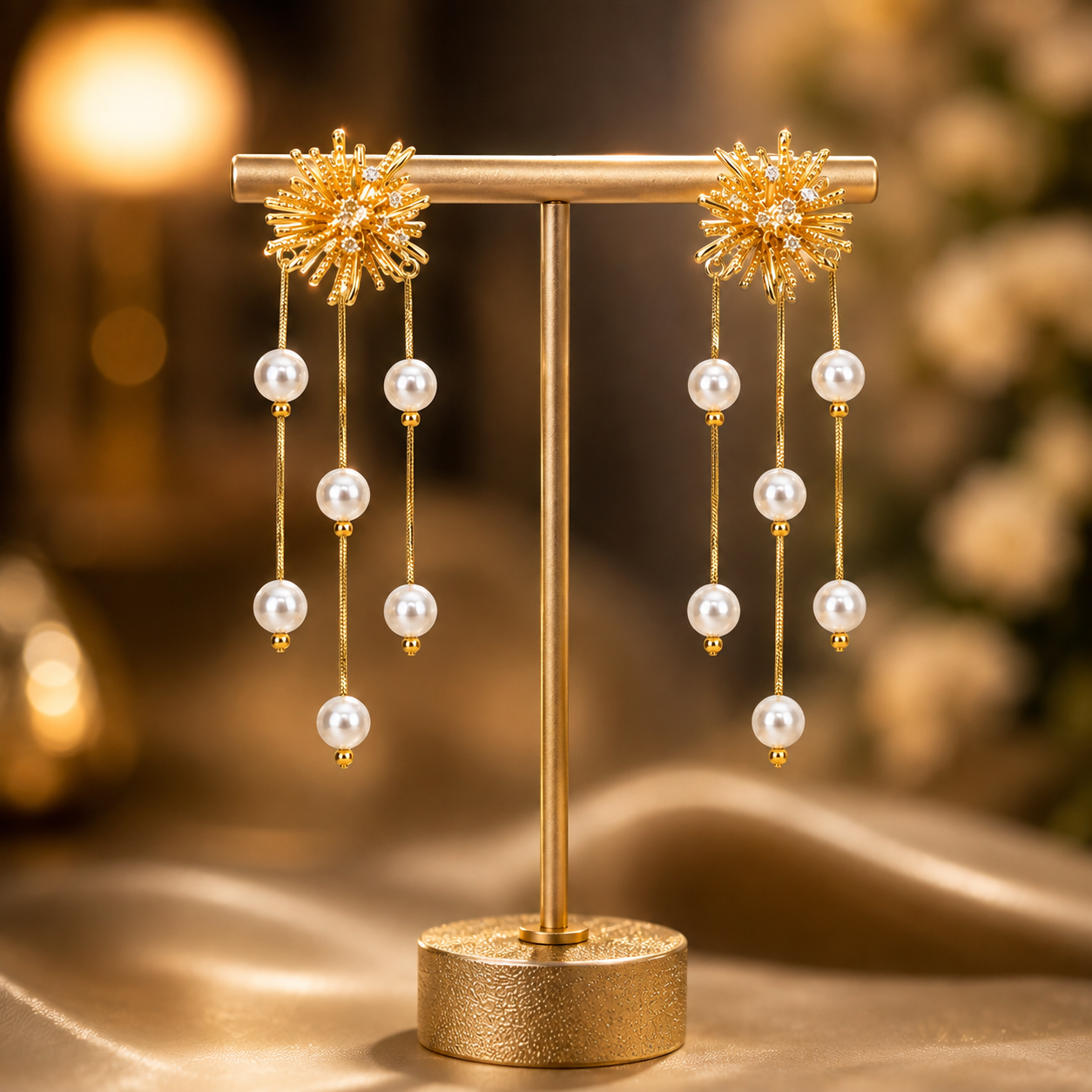 Starburst Pearl Drop Earrings