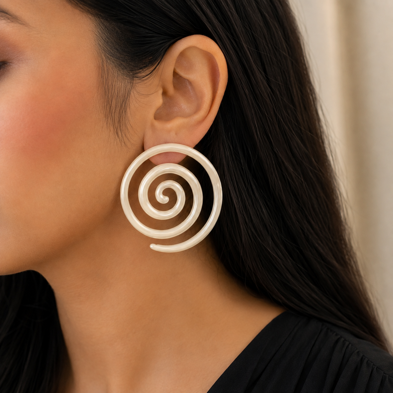 Ivory Spiral Statement Earrings