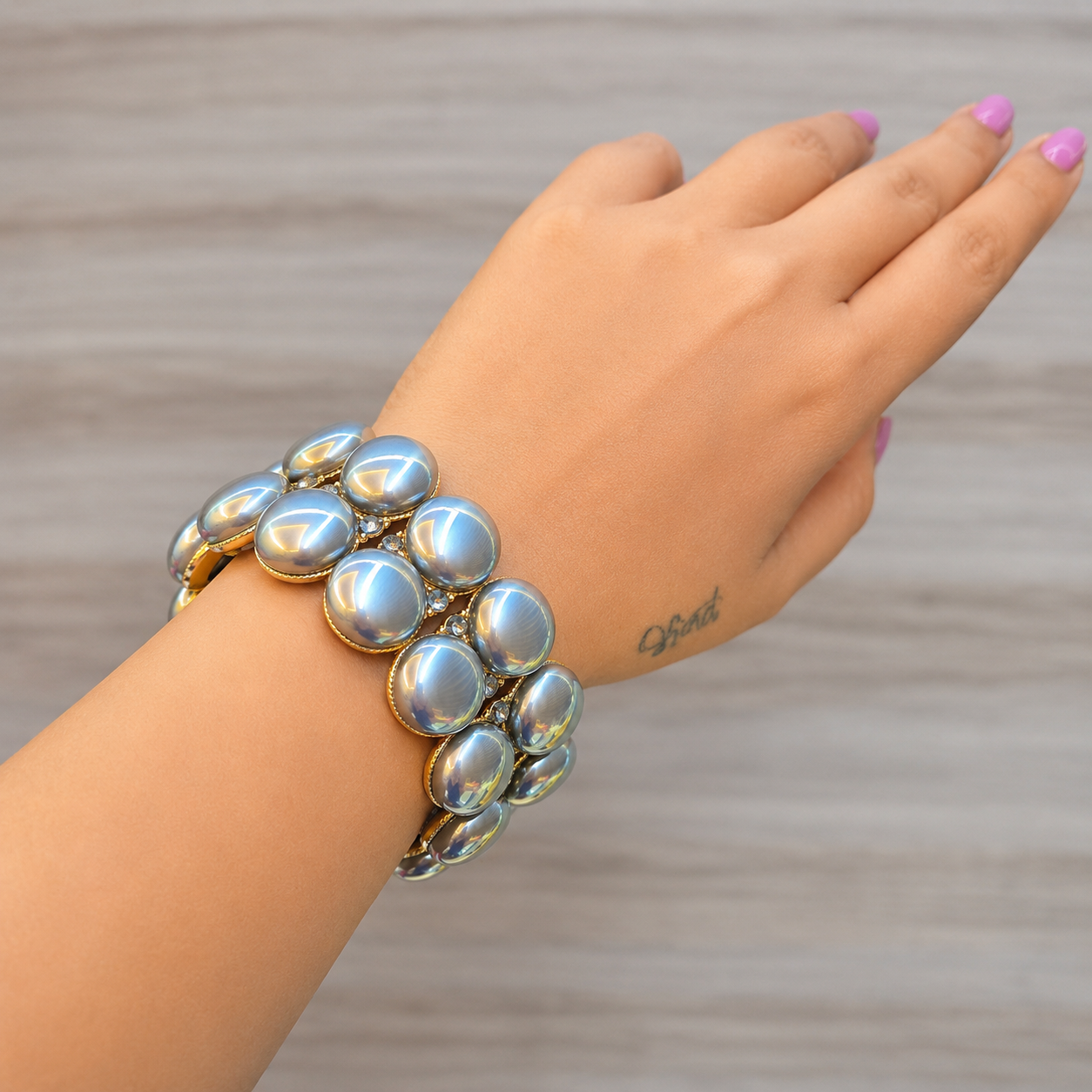 Silver-Tone & Gold Stretchable Statement Bracelet