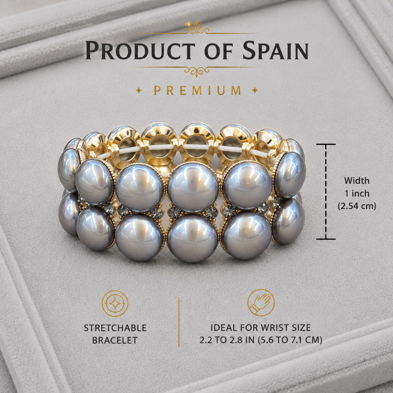 Silver-Tone & Gold Stretchable Statement Bracelet
