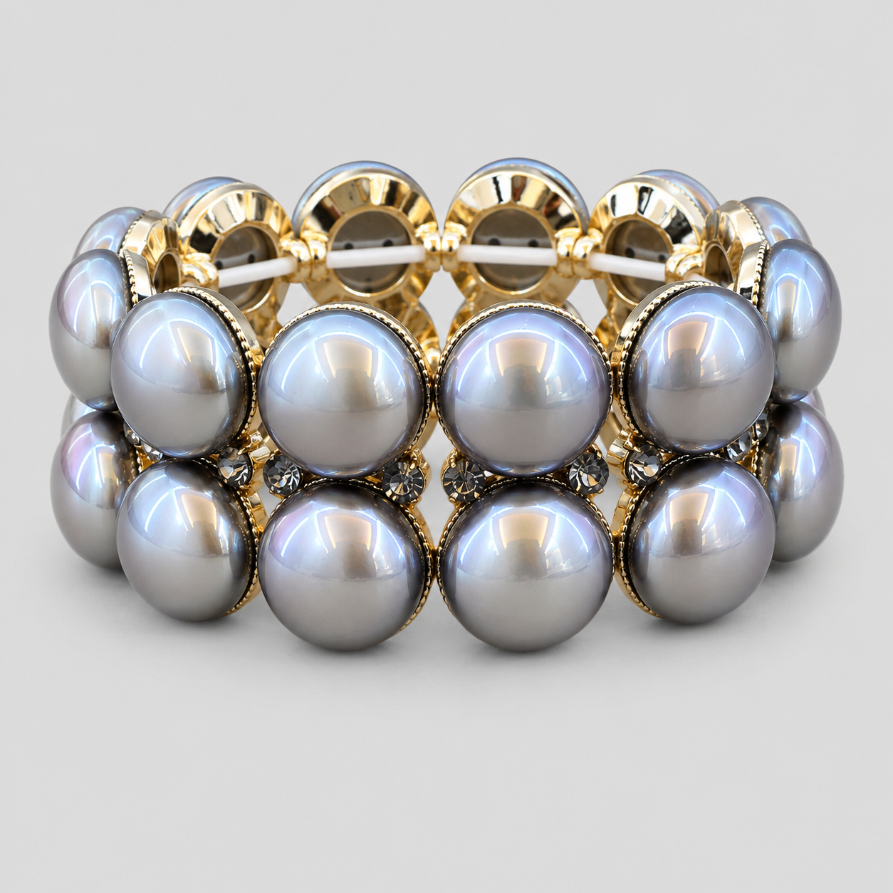 Silver-Tone & Gold Stretchable Statement Bracelet