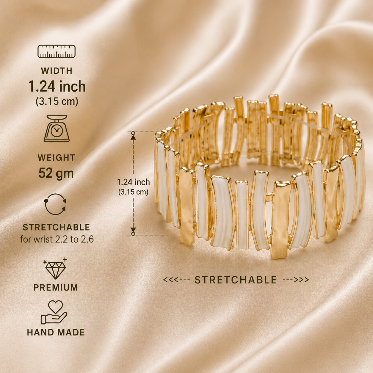 Ivory Wave Gold-Tone Statement Cuff Bracelet