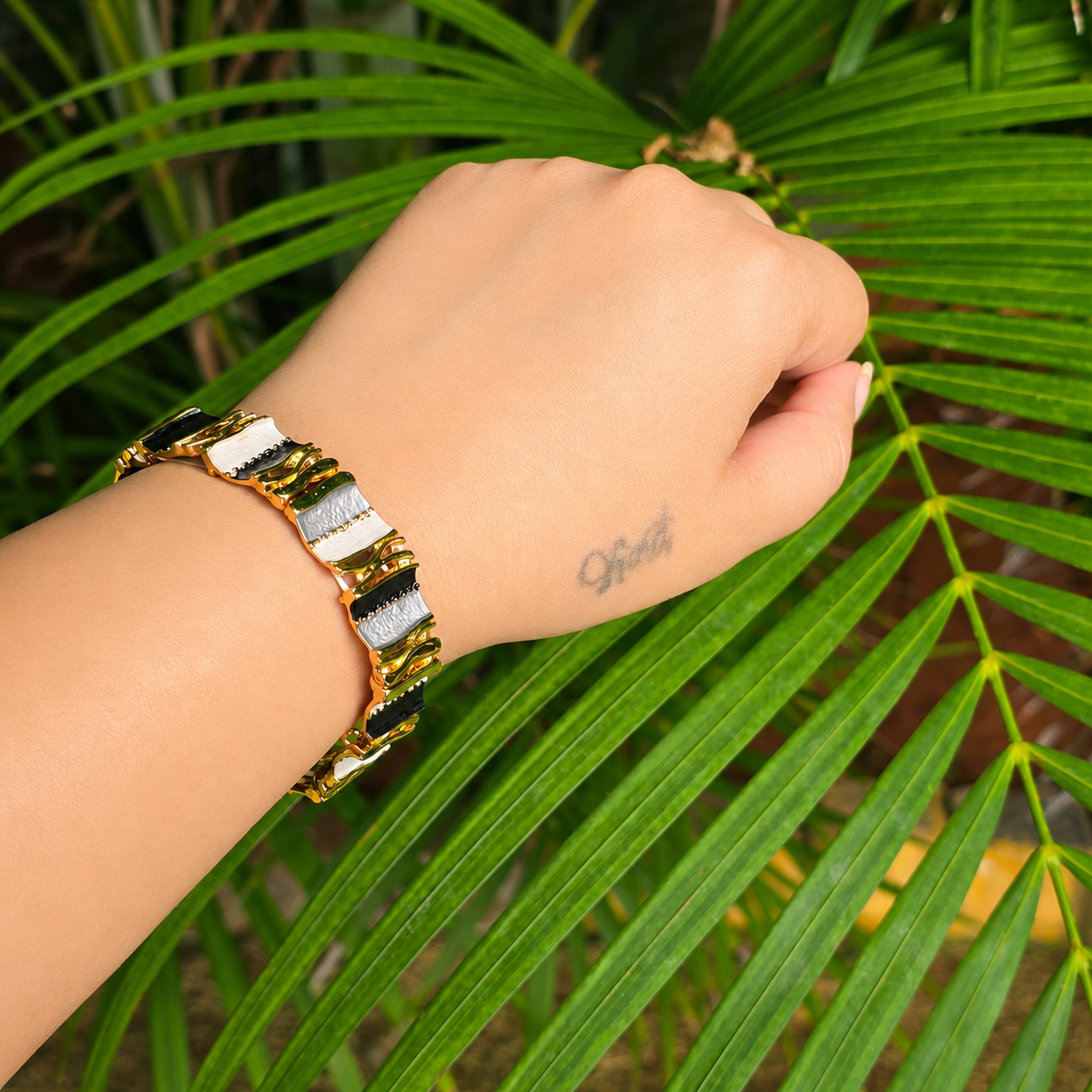 Monochrome Mosaic Stretch Bracelet