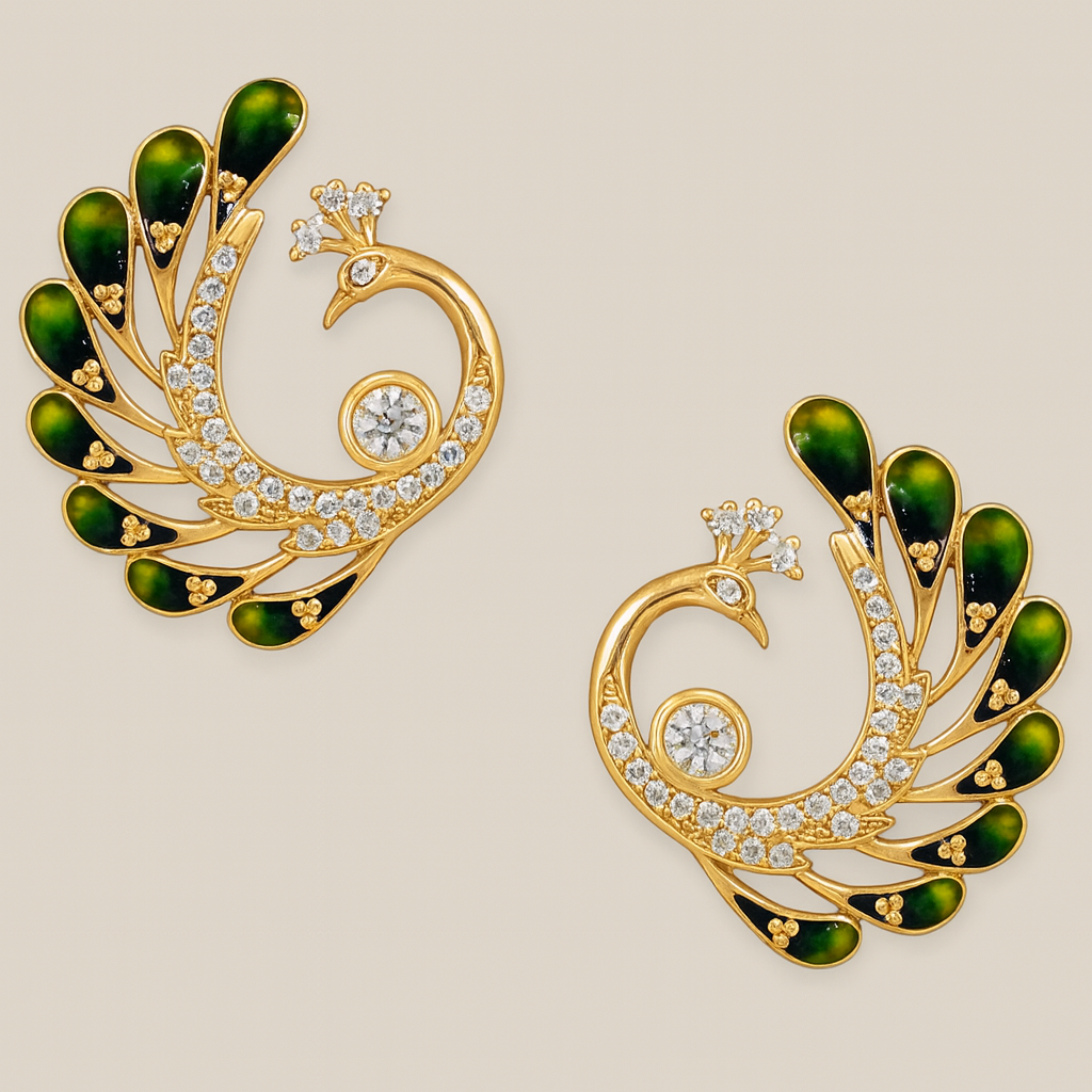 Emerald Peacock Grace Earrings