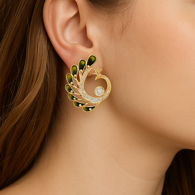 Emerald Peacock Grace Earrings