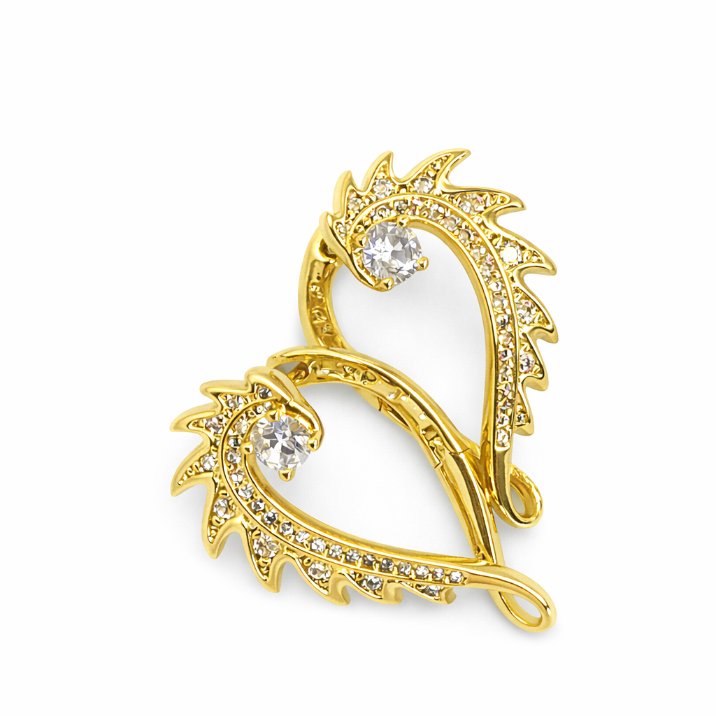 Glow Leaf Heart Gold Earrings ( 1.2 inch )