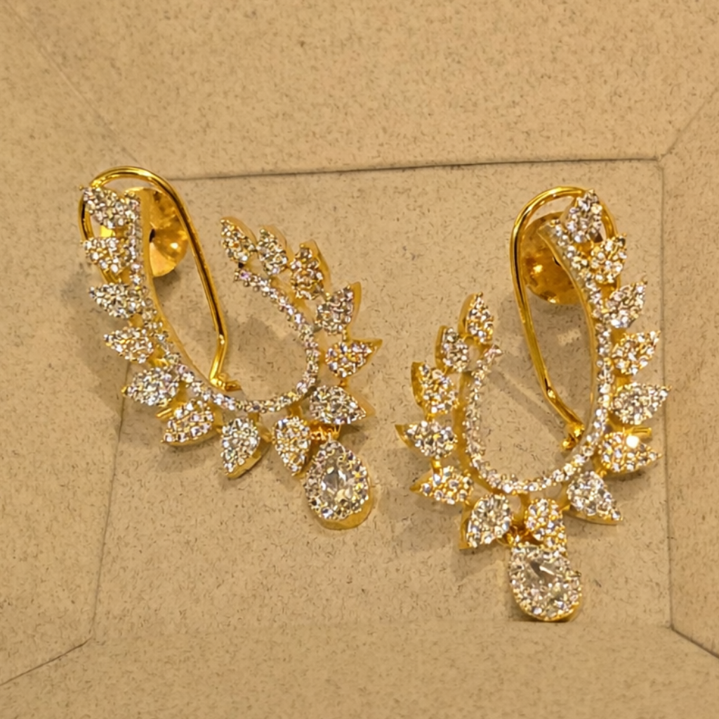 Radiant Leaf Drop Earrings (Dual tone Gold & Silver)