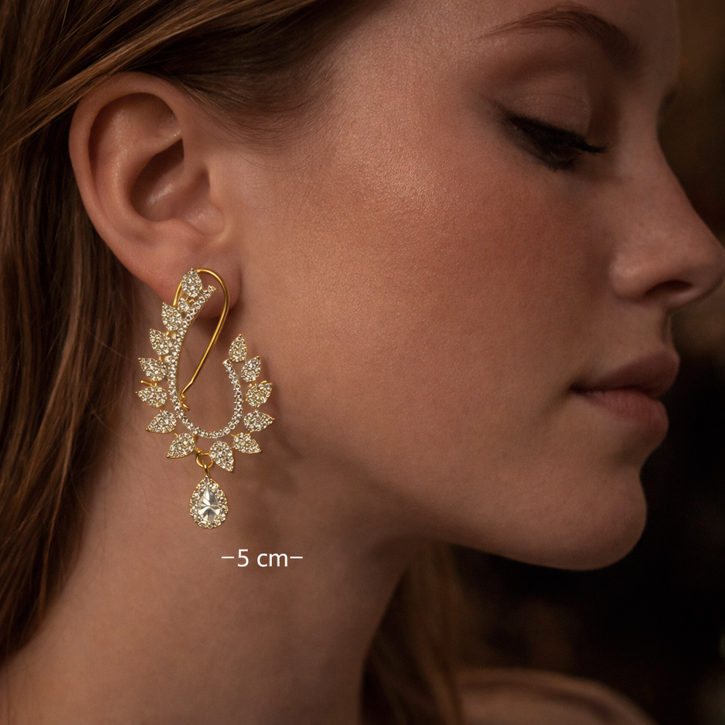 Radiant Leaf Drop Earrings (Dual tone Gold & Silver)
