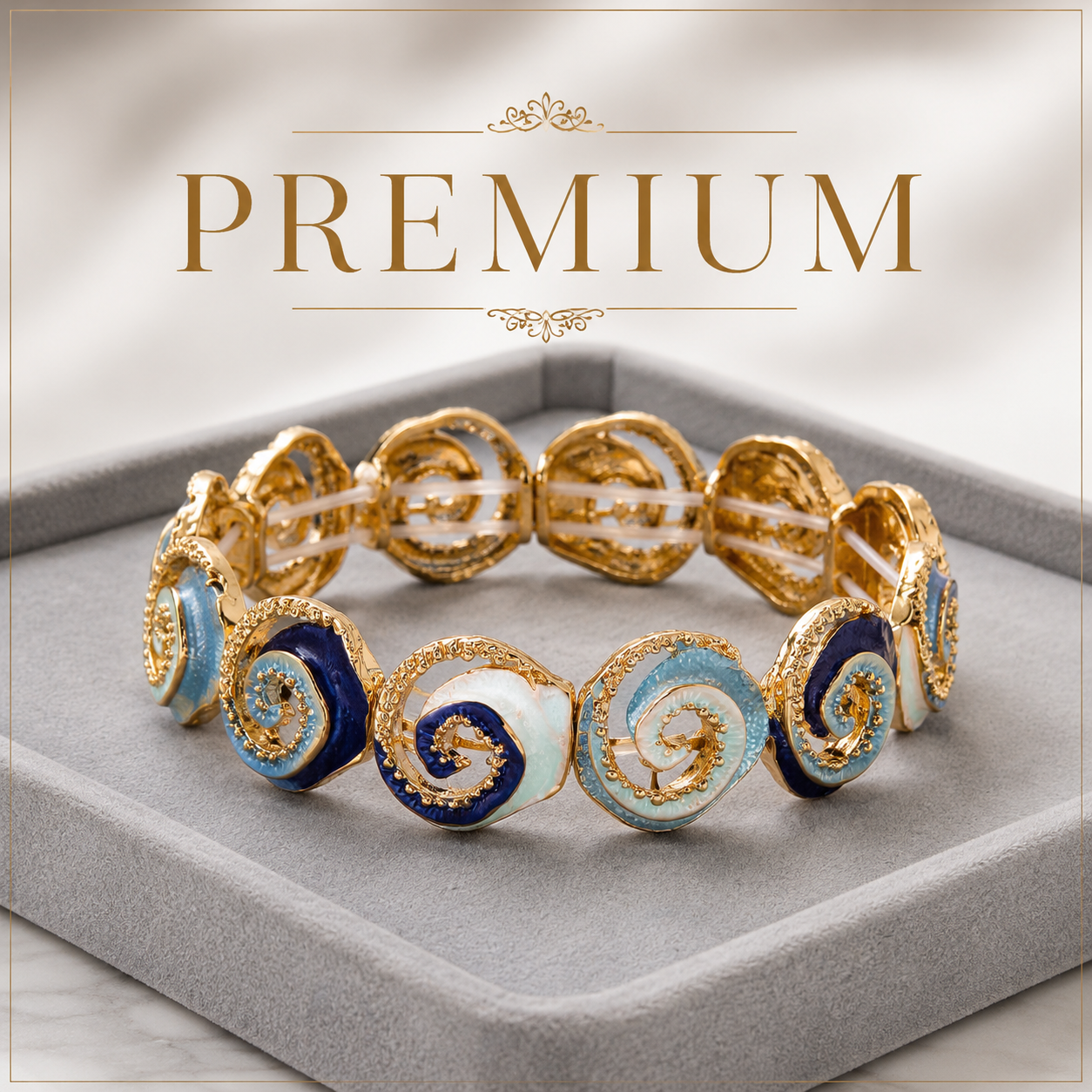 Blue Tide Enamel Bracelet