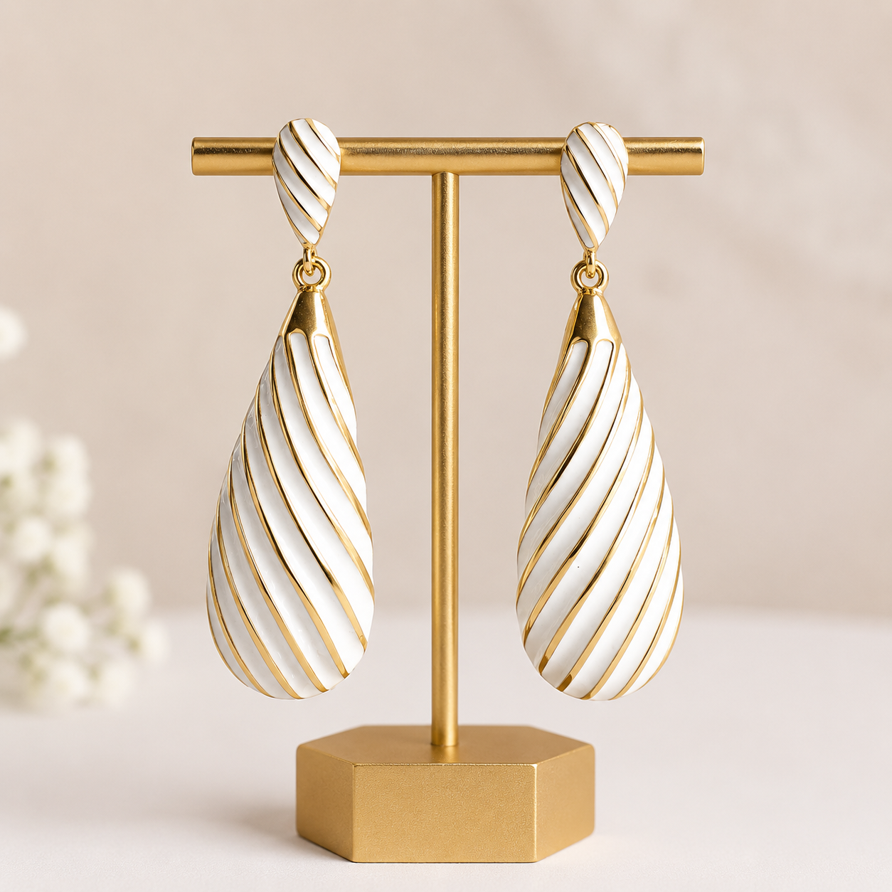 Ivory Swirl Statement  Earrings