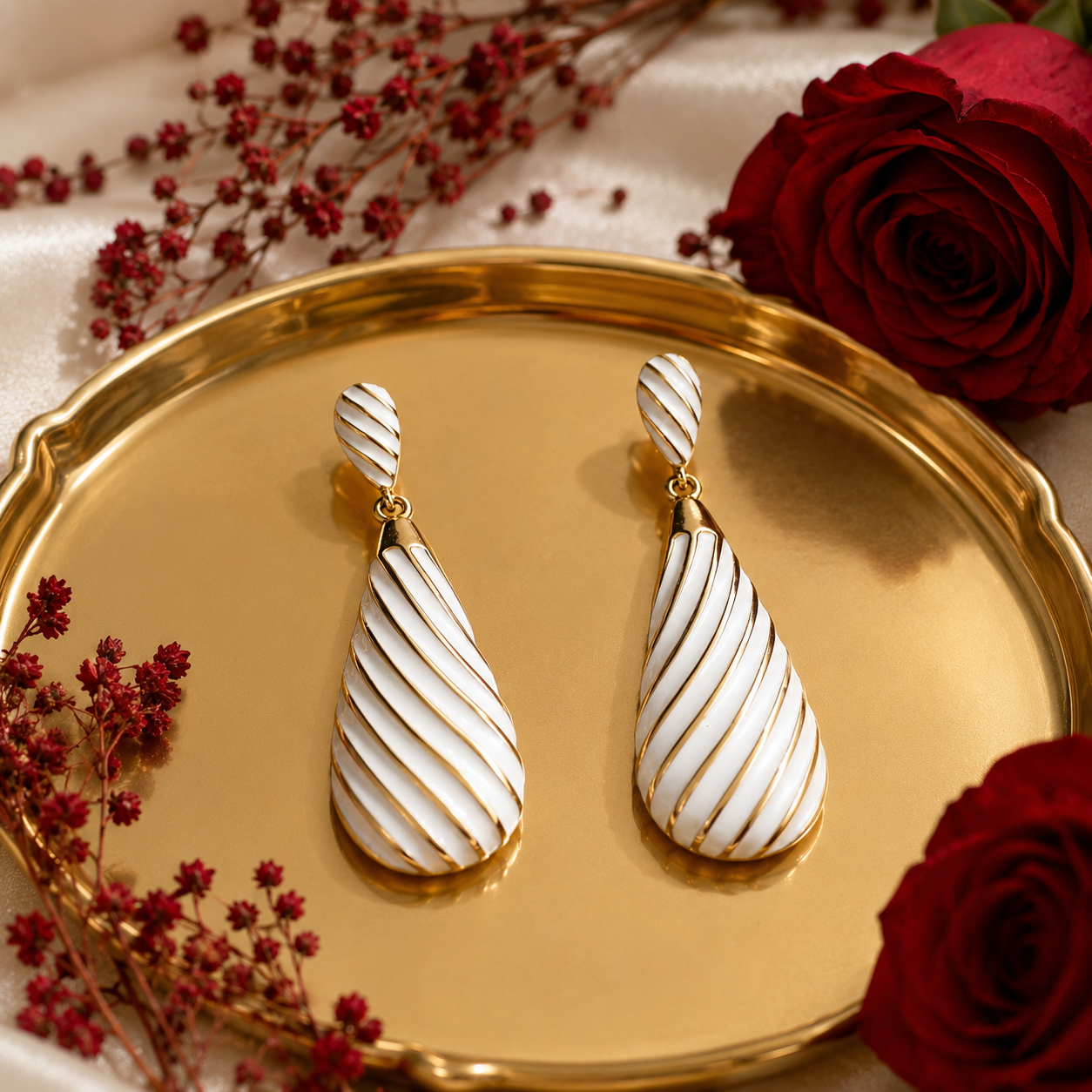 Ivory Swirl Statement  Earrings