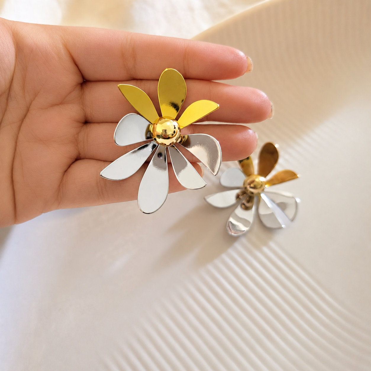 Bloom Gold & Silver Petal Studs