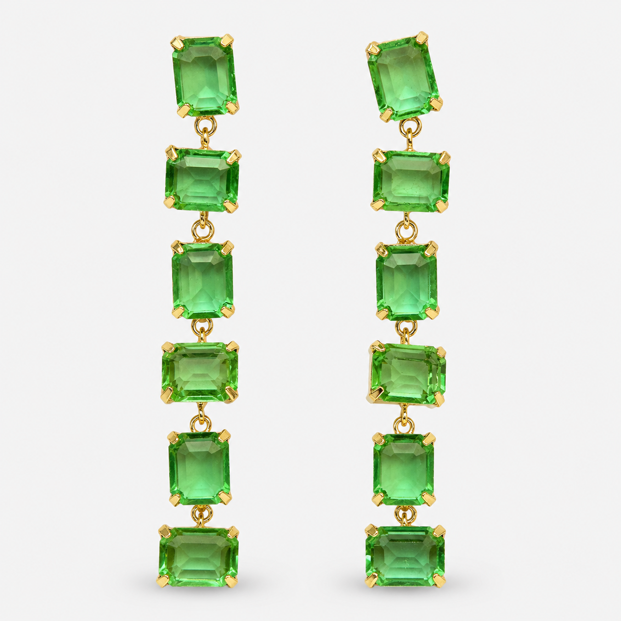 Green Crystal  Drop Earrings